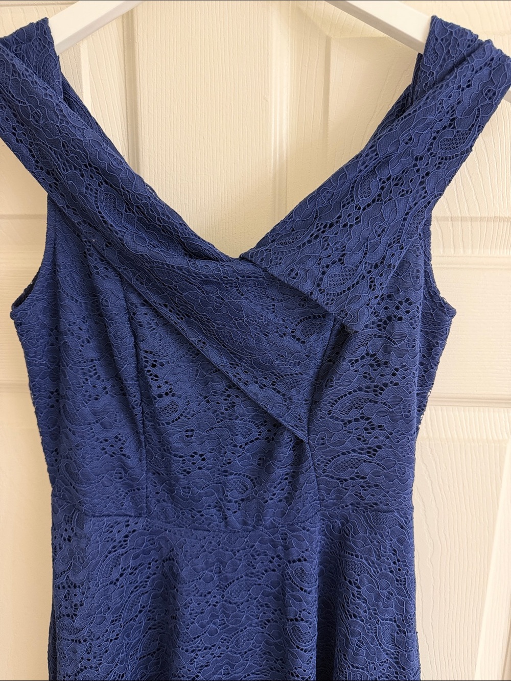 Navy Lace Fit-and-Flare Dress - Sleeveless Elegant Cocktail Style - Picture 2 of 5